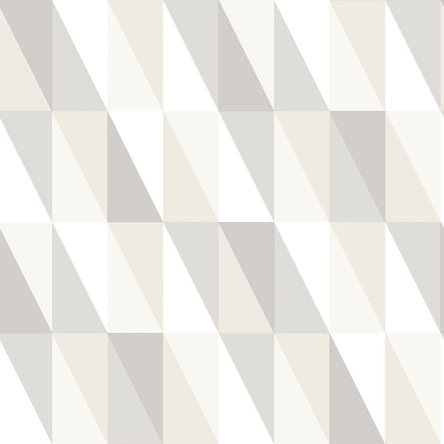 Inez Neutral Geometric Wallpaper with Metallic Silver Triangle Pattern - Chesapeake 4060-138922