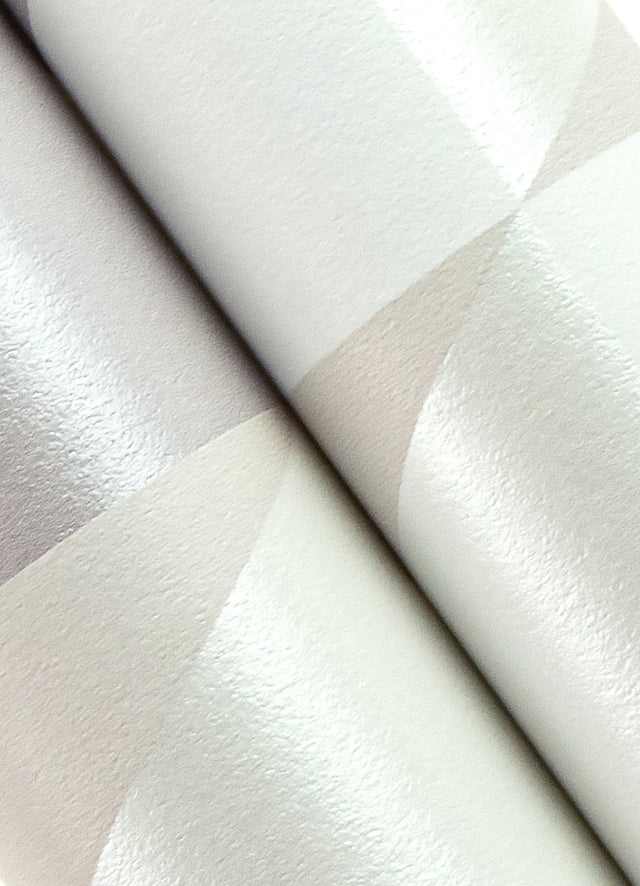 Inez Neutral Geometric Wallpaper with Metallic Silver Triangle Pattern - Chesapeake 4060-138922