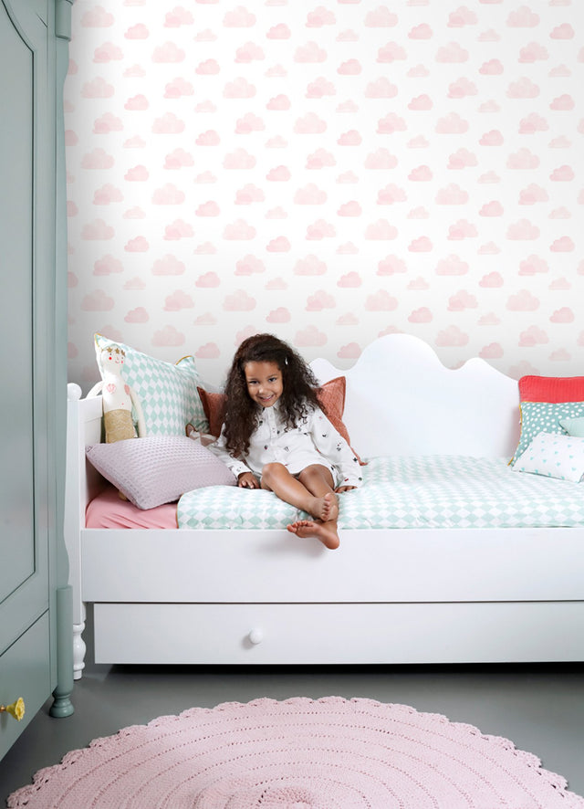 Irie Pink Clouds Wallpaper with Kids Graphics Clouds Pattern - Chesapeake 4060-138929
