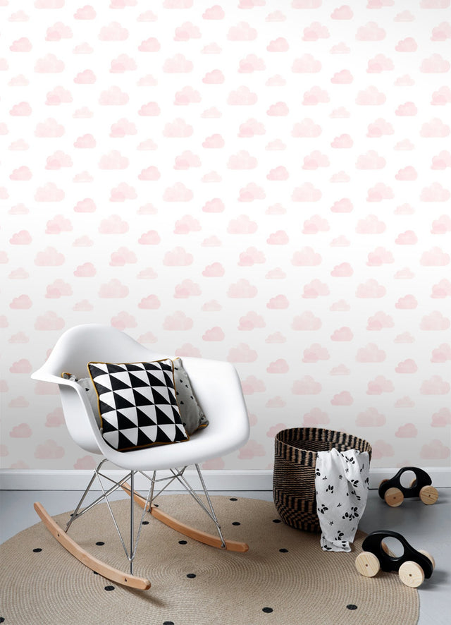 Irie Pink Clouds Wallpaper with Kids Graphics Clouds Pattern - Chesapeake 4060-138929