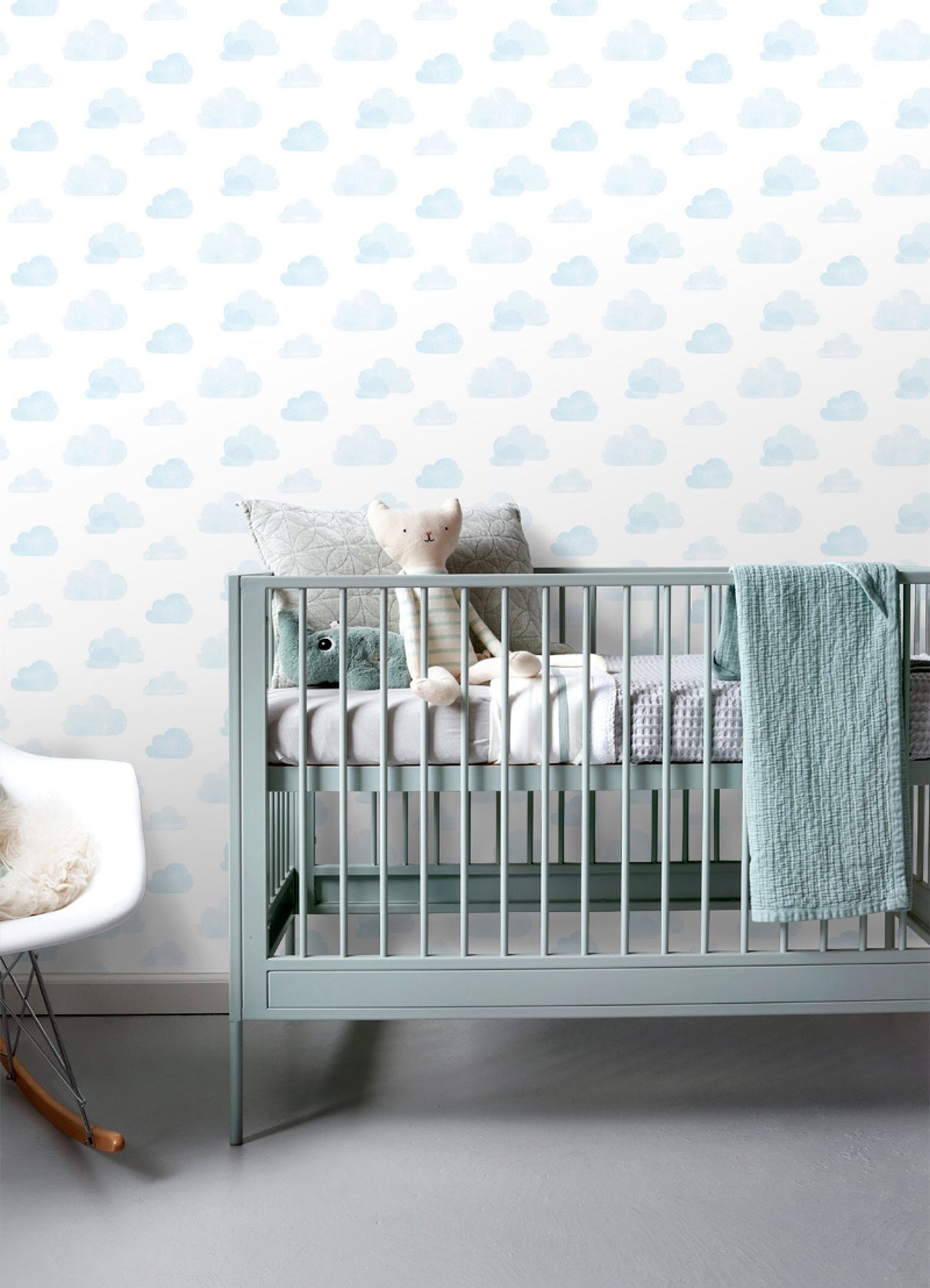 Irie Blue Clouds Wallpaper with Kids Graphic Cloud Pattern - Chesapeake 4060-138930