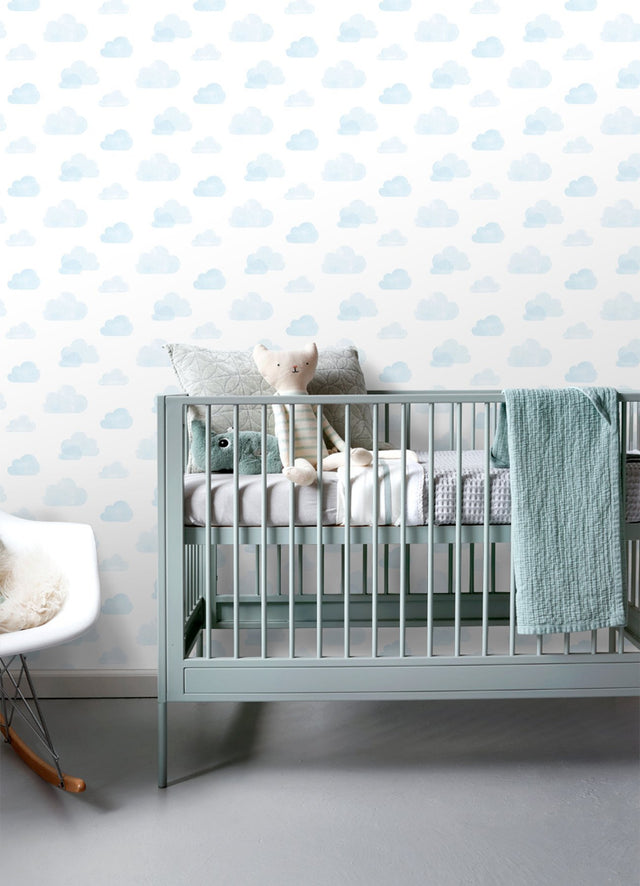 Irie Blue Clouds Wallpaper with Kids Graphic Cloud Pattern - Chesapeake 4060-138930