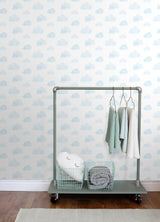 Irie Blue Clouds Wallpaper with Kids Graphic Cloud Pattern - Chesapeake 4060-138930