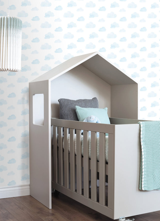 Irie Blue Clouds Wallpaper with Kids Graphic Cloud Pattern - Chesapeake 4060-138930