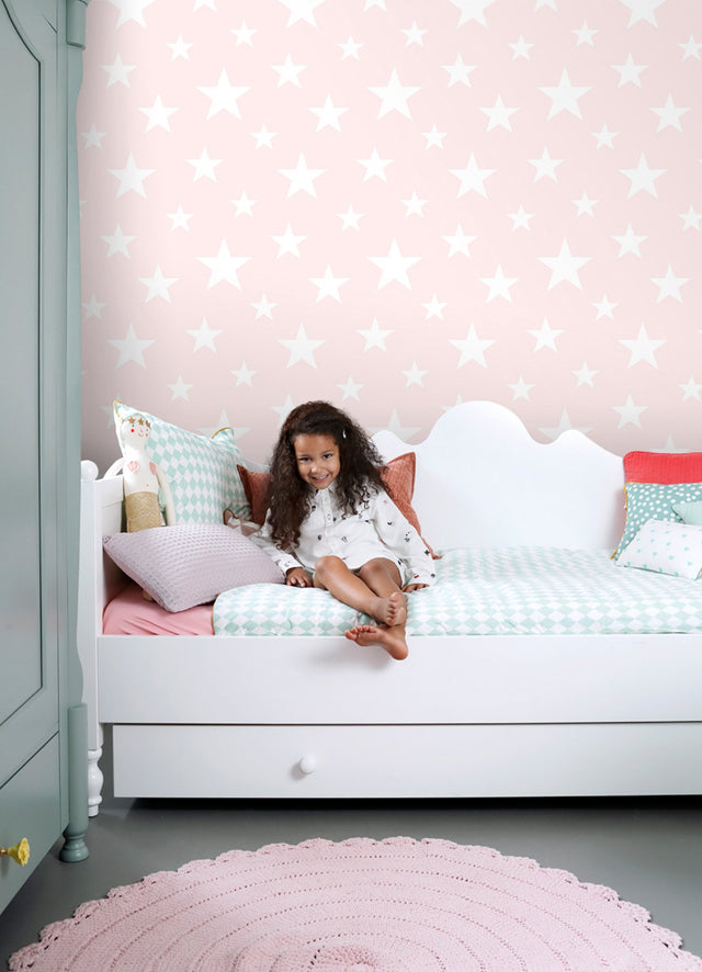 Amira Pink Stars Wallpaper with Kids Graphics Stars Pattern - Chesapeake 4060-138931