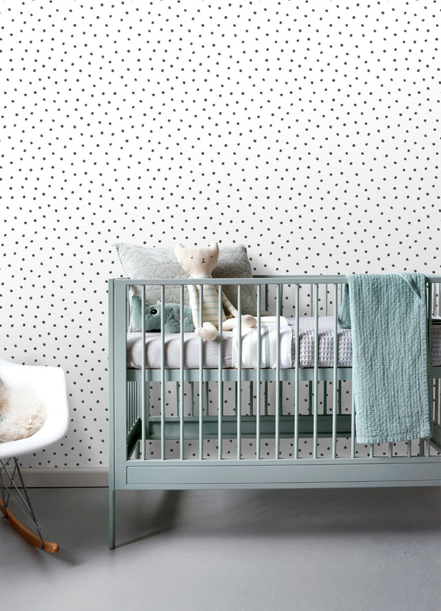 Pixie Black Dots Wallpaper with Bohemian Abstract Polka Dots - Chesapeake 4060-138934