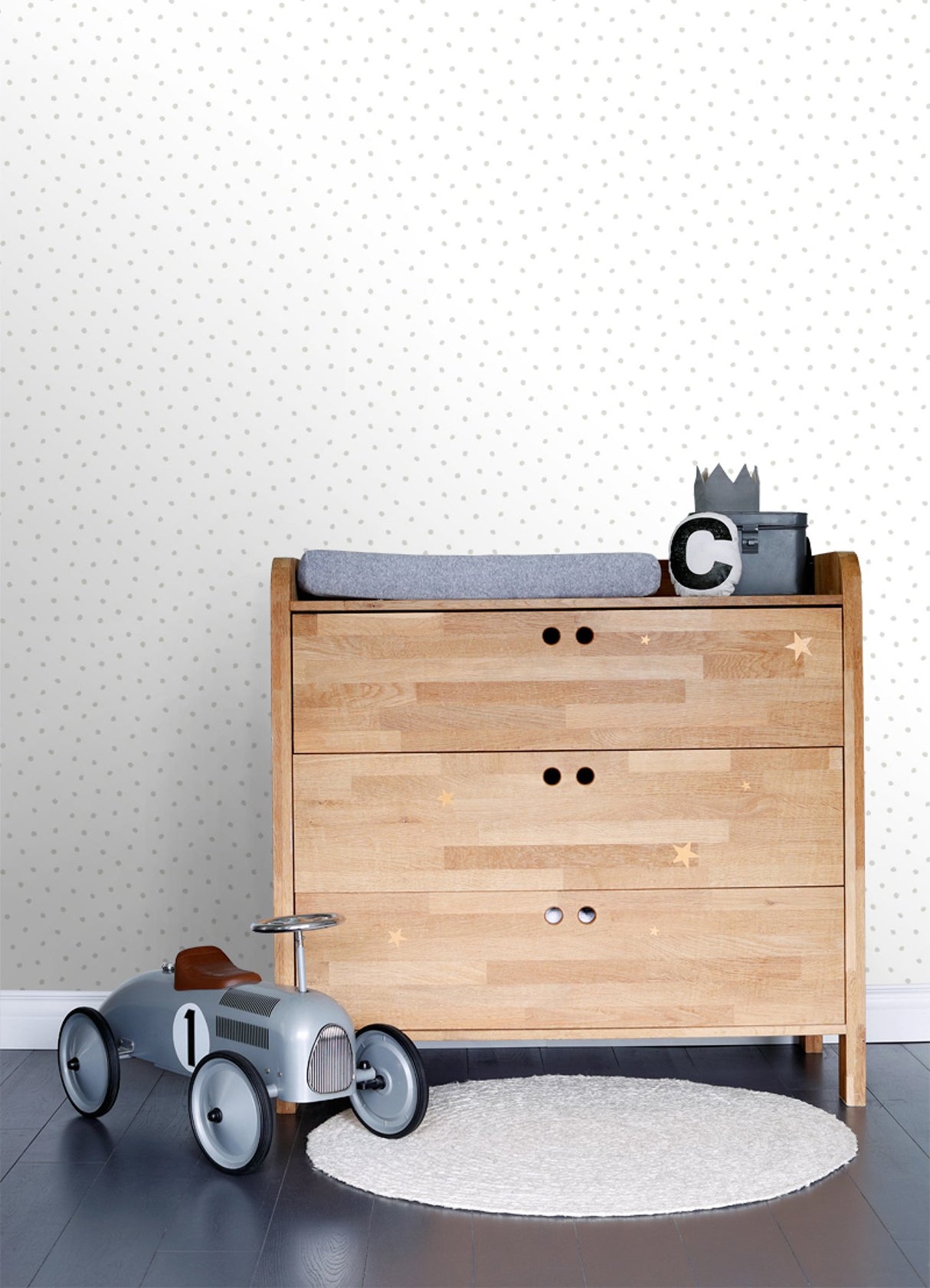 Pixie Grey Dots Wallpaper with Abstract Polka Dot Motif - Chesapeake 4060-138935