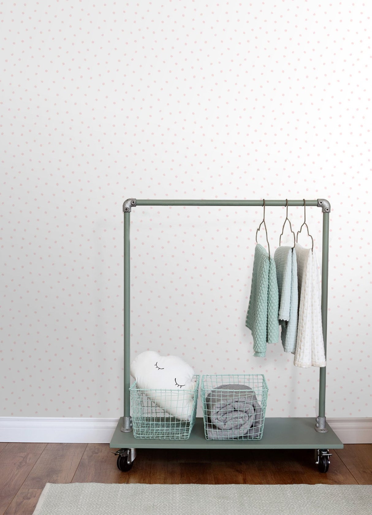 Pixie Pink Dots Wallpaper with Painterly Polka Dot Motif - Chesapeake 4060-138936