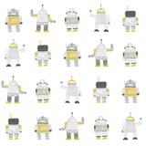 Callum Gold Robots Wallpaper with Graphic Novelty Kids Motif - Chesapeake 4060-138940