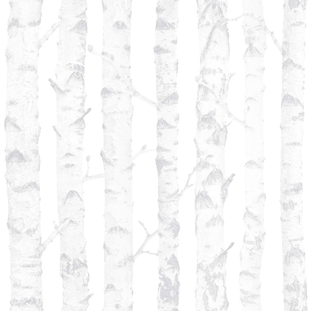 Birdie Grey Birch Wallpaper with Trees Kids Non Woven Unpasted - Chesapeake 4060-138944