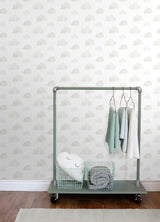 Irie Grey Clouds Wallpaper with Kids Graphic Cloud Pattern - Chesapeake 4060-138945