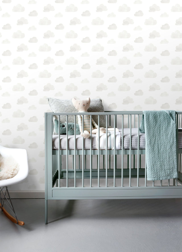 Irie Grey Clouds Wallpaper with Kids Graphic Cloud Pattern - Chesapeake 4060-138945