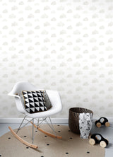 Irie Grey Clouds Wallpaper with Kids Graphic Cloud Pattern - Chesapeake 4060-138945