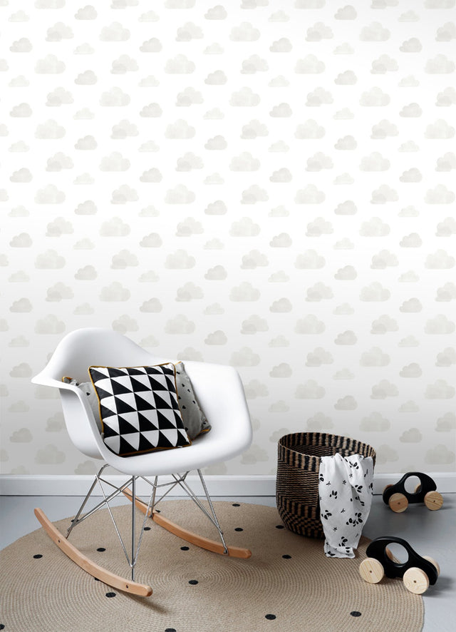 Irie Grey Clouds Wallpaper with Kids Graphic Cloud Pattern - Chesapeake 4060-138945