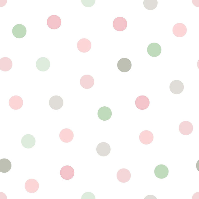 Jubilee Pink Polka Dots Wallpaper with Kids Graphic Pattern - Chesapeake 4060-139040
