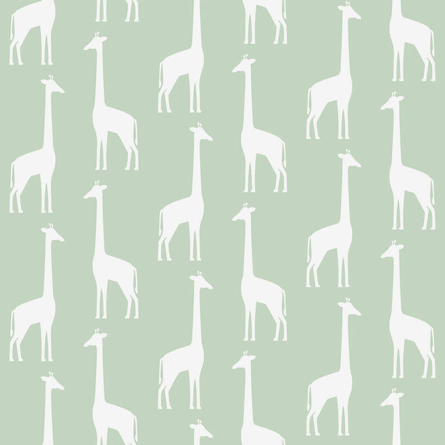 Vivi Sage Giraffe Wallpaper with Kids Animal Motif - Chesapeake 4060-139058