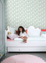 Vivi Sage Giraffe Wallpaper with Kids Animal Motif - Chesapeake 4060-139058