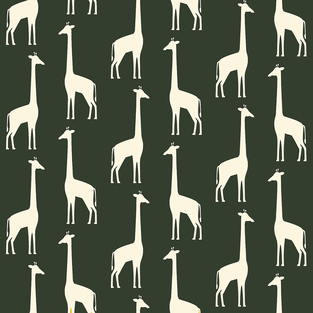 Vivi Green Giraffe Wallpaper with Cream Animal Silhouette Pattern - Chesapeake 4060-139060