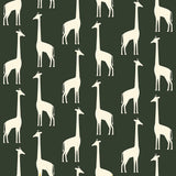 Vivi Green Giraffe Wallpaper with Cream Animal Silhouette Pattern - Chesapeake 4060-139060
