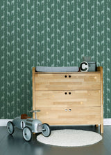 Vivi Teal Giraffe Wallpaper with Kids Animal Motif - Chesapeake 4060-139061