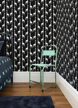 Vivi Black Giraffe Wallpaper with Kids Safari Motif - Chesapeake 4060-139062