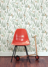 Kiki Light Green Monkeys Wallpaper with Jungle Botanical Pattern - Chesapeake 4060-139071