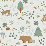 Finola Moss Bears Green Wallpaper with Kids Forest Animal Pattern - Chesapeake 4060-139247