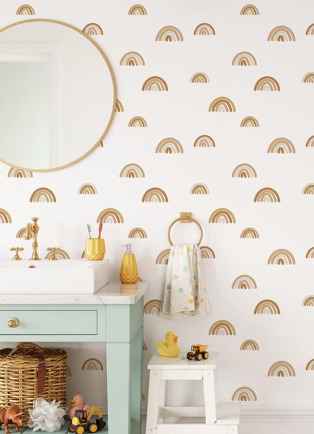 Joss Honey Rainbow Wallpaper with Kids Geometric Pattern - Chesapeake 4060-139253