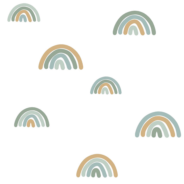 Joss Teal Rainbow Wallpaper with Kids Geometric Graphic Motif - Chesapeake 4060-139254