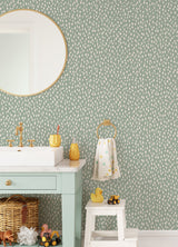 Willa Moss Dots Wallpaper Moss with Bohemian Polka Dots - Chesapeake 4060-139256