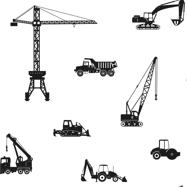 Eowyn Black Construction Vehicles Wallpaper with Graphic Transportation Motif - Chesapeake 4060-139263