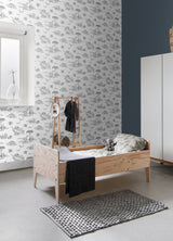 Isolde Charcoal Dinosaurs Wallpaper with Sketch Graphic Novelty Pattern - Chesapeake 4060-139269
