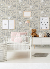 Kenji Taupe Safari Wallpaper with Illustrative Savannah Animals - Chesapeake 4060-139270