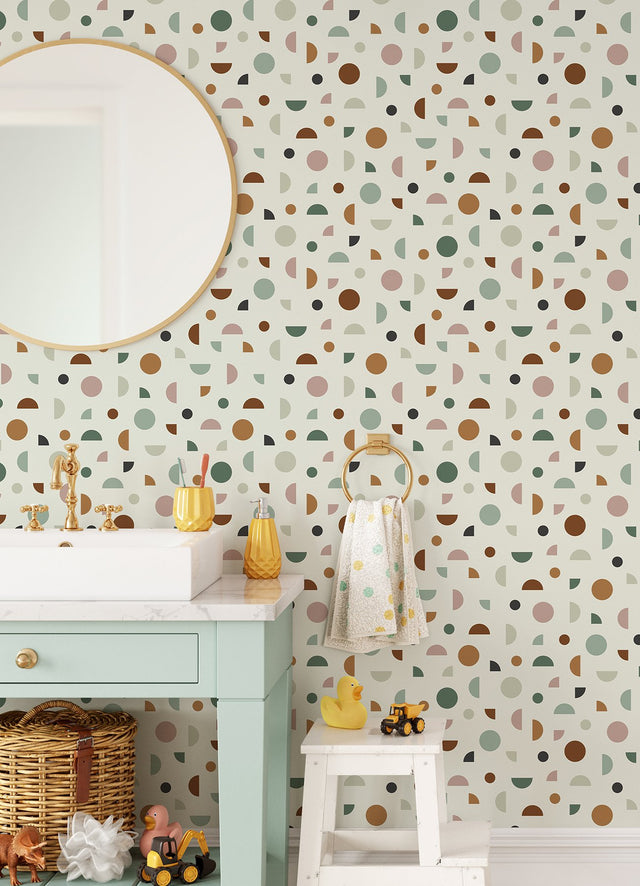 Marilee Multicolor Circles Wallpaper with Bohemian Geometric Pattern - Chesapeake 4060-139277