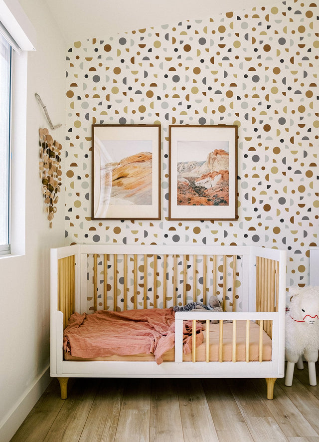 Marilee Neutral Circles Wallpaper with Bohemian Geometric Pattern - Chesapeake 4060-139278