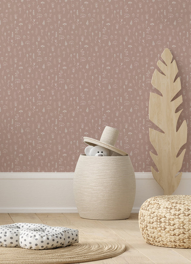 Tatula Rose Floral Wallpaper with Scandinavian Botanical Flower Pattern - Chesapeake 4060-139280