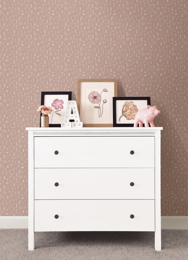 Tatula Rose Floral Wallpaper with Scandinavian Botanical Flower Pattern - Chesapeake 4060-139280