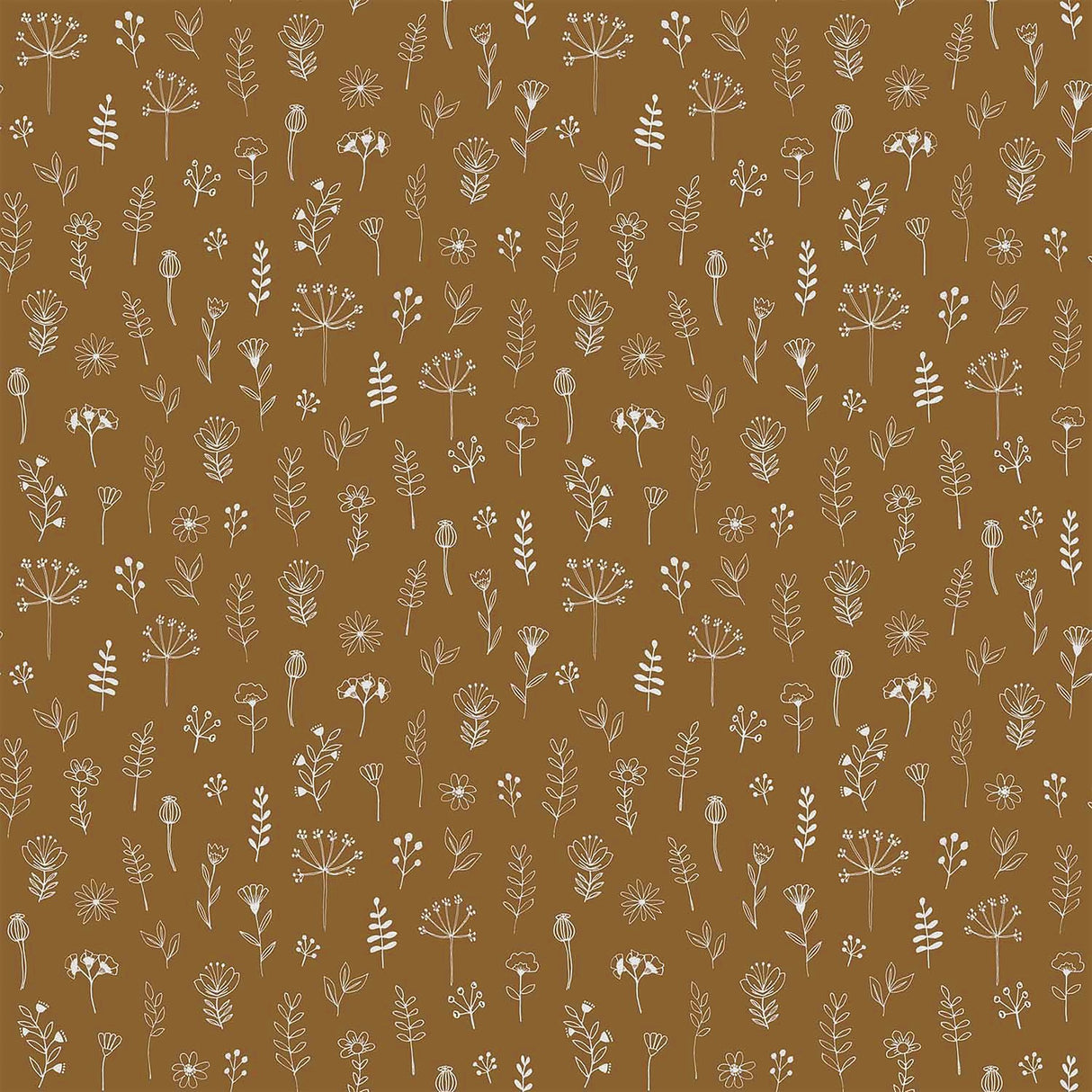 Tatula Chestnut Floral Wallpaper with Scandinavian Botanical Flowers - Chesapeake 4060-139281