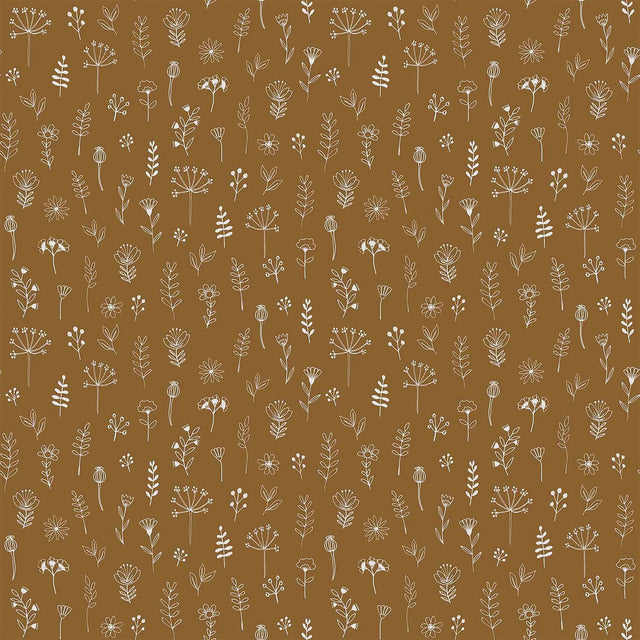 Tatula Chestnut Floral Wallpaper with Scandinavian Botanical Flowers - Chesapeake 4060-139281