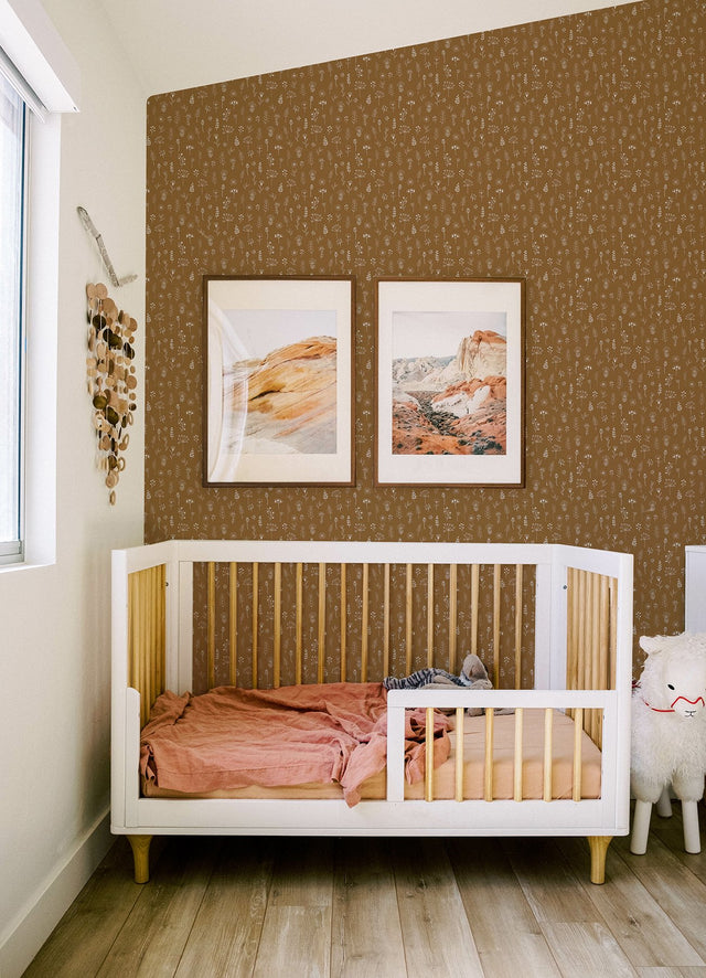 Tatula Chestnut Floral Wallpaper with Scandinavian Botanical Flowers - Chesapeake 4060-139281