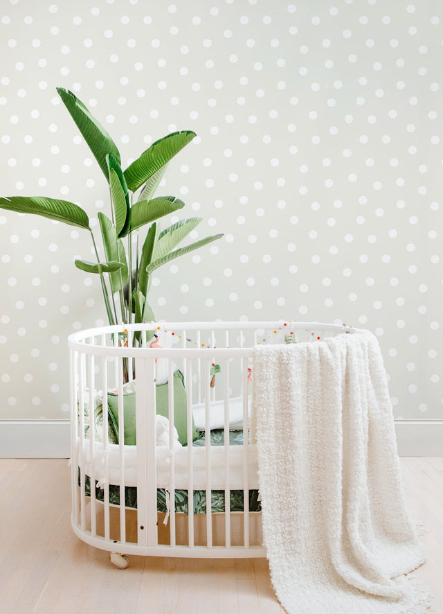 Jubilee Silver Polka Dots Wallpaper, Kids Graphics Non Woven Unpasted - Chesapeake 4060-347513