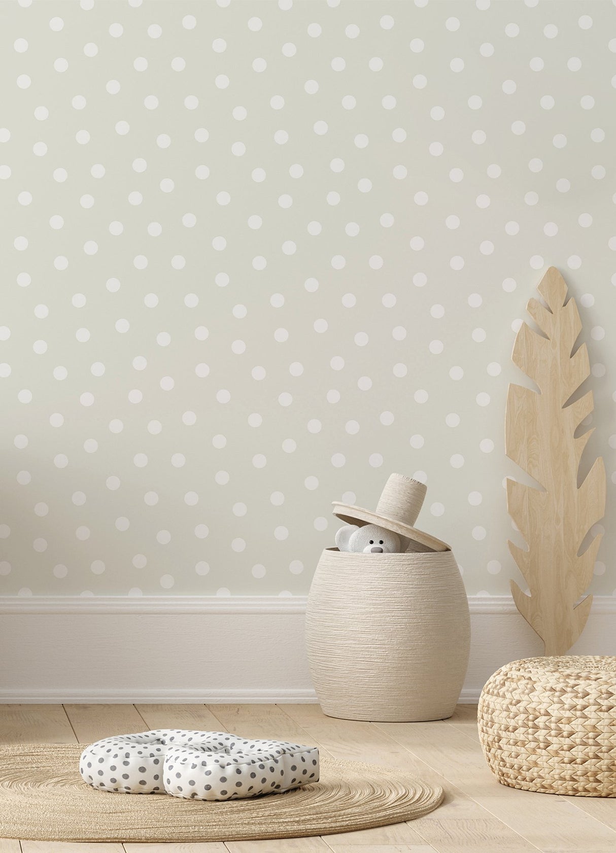 Jubilee Silver Polka Dots Wallpaper, Kids Graphics Non Woven Unpasted - Chesapeake 4060-347513