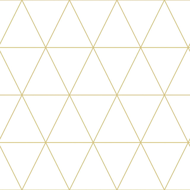 Leda Metallic Geometric White Wallpaper with Gold Triangular Pattern - Chesapeake 4060-347682