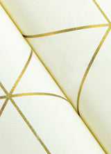 Leda Metallic Geometric White Wallpaper with Gold Triangular Pattern - Chesapeake 4060-347682