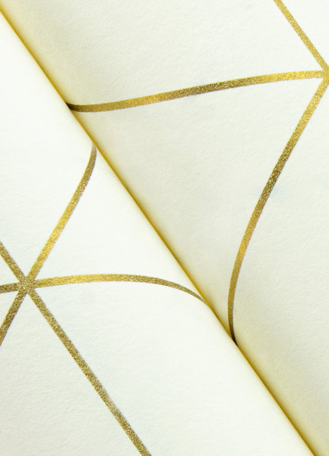 Leda Metallic Geometric White Wallpaper with Gold Triangular Pattern - Chesapeake 4060-347682