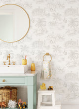 Boheme Platinum Animals Wallpaper with Safari Sketch Motif - Chesapeake 4060-347692
