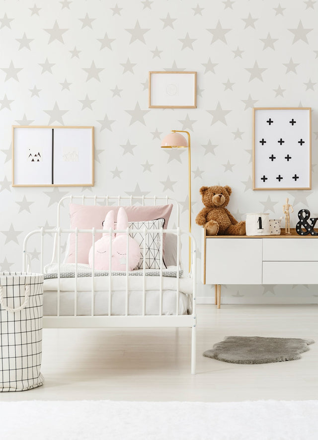 Amira Cream Stars Wallpaper with Kids Graphics Pattern - Chesapeake 4060-347696