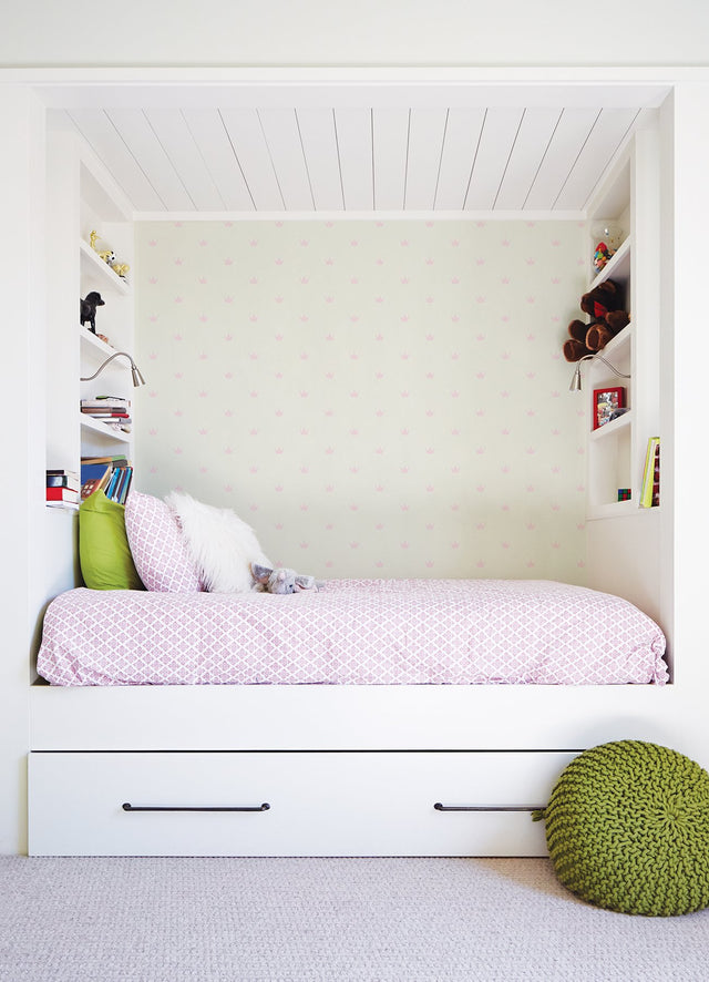 Bea Light Pink Crowns Wallpaper with Kids Novelty Pattern - Chesapeake 4060-347702