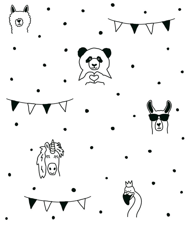 Orlow Black Llama Wallpaper with Novelty Kids Motif - Chesapeake 4060-381382