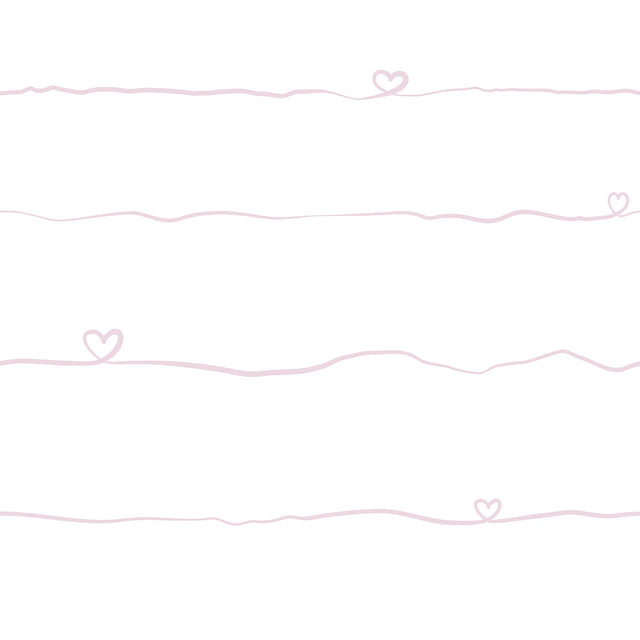Love & Hearts Pink Script Wallpaper with Kids Novelty Graphics - Chesapeake 4060-381402